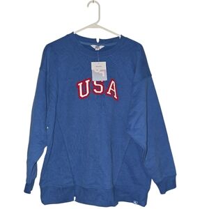 Womens JoyLab Blue Sweatshirt with Red USA Lettering, Medium, NWT!!
